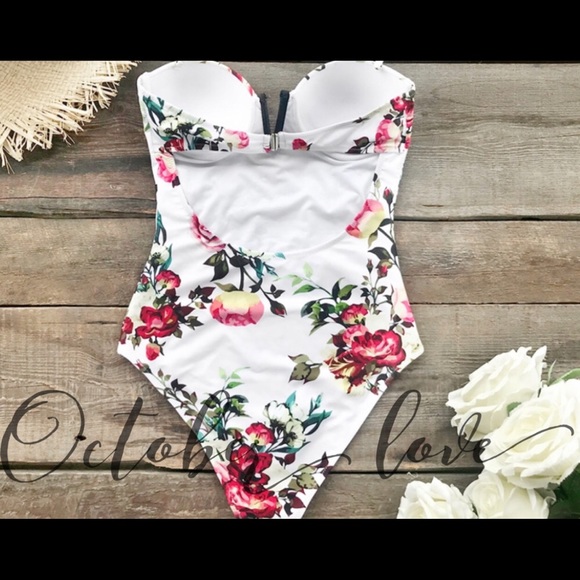 SOLD Floral Corset Style One Piece Sizes Sm, Med, Lg. - Picture 4 of 4